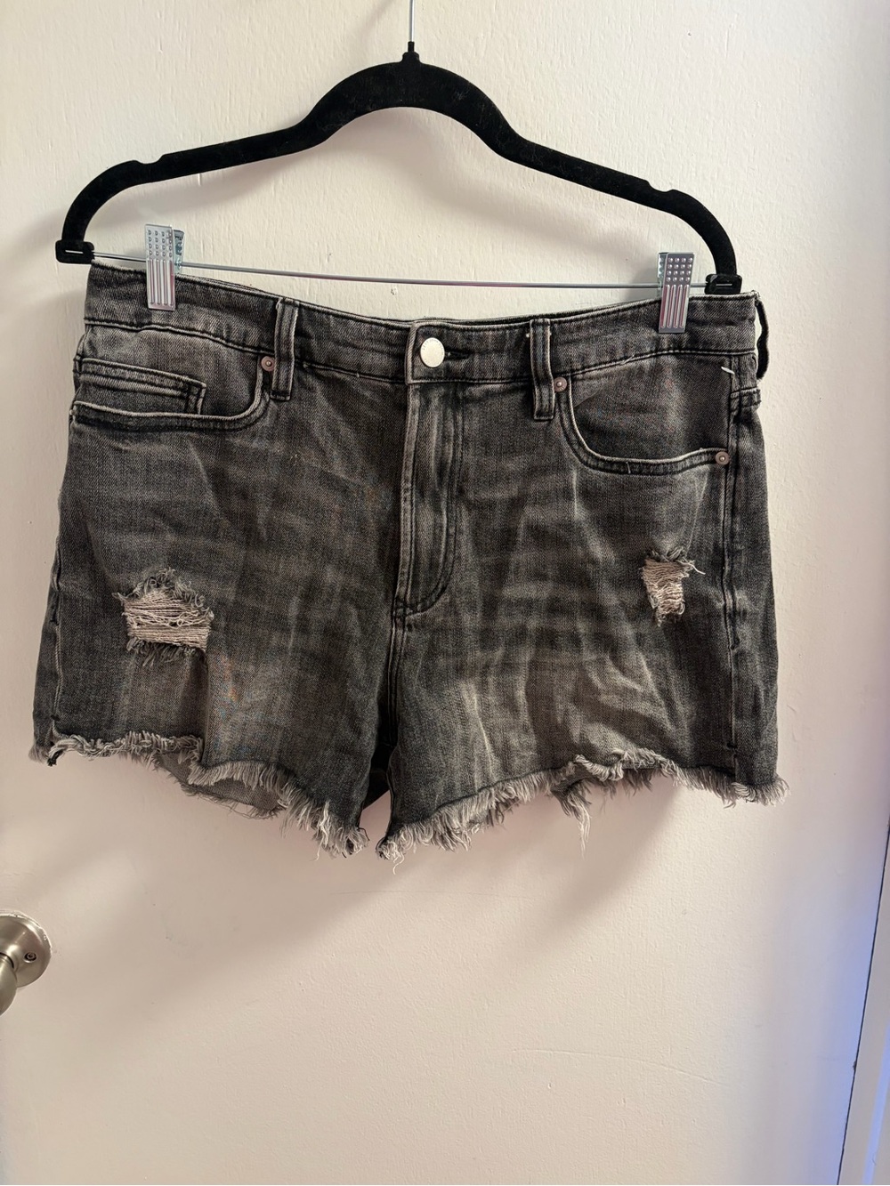 Dear John Distressed Charcoal Denim Shorts Size 30